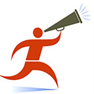 web graphic of person shouting into a megaphone